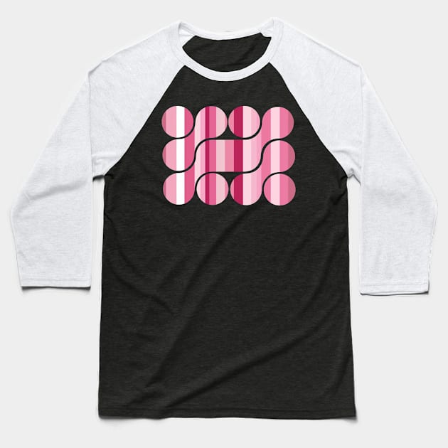 Hot Pink Stripes Baseball T-Shirt by Enchanting Art and Dreamy Designs